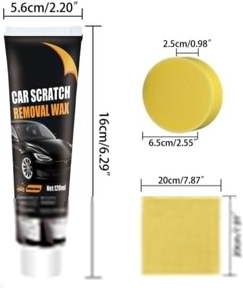 Car Scratch Remover, 2026 New Paint Rapid Scratch Remove, 120 ml Scratch Removal Wax, with Wipe Sponge, Paint Scratch Repair Paste for Light Scratches, Swirl Marks and Scuffs, for All Paint Types (1)