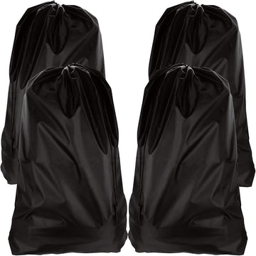 ASelected 4 Pcs Extra Large Laundry Bags, Foldable Storage Bag with Drawstring Closure, Nylon Washing Bag Fabric Bag for Bathroom, Bedroom or Dormitory and Travel, 61x91cm (Black)