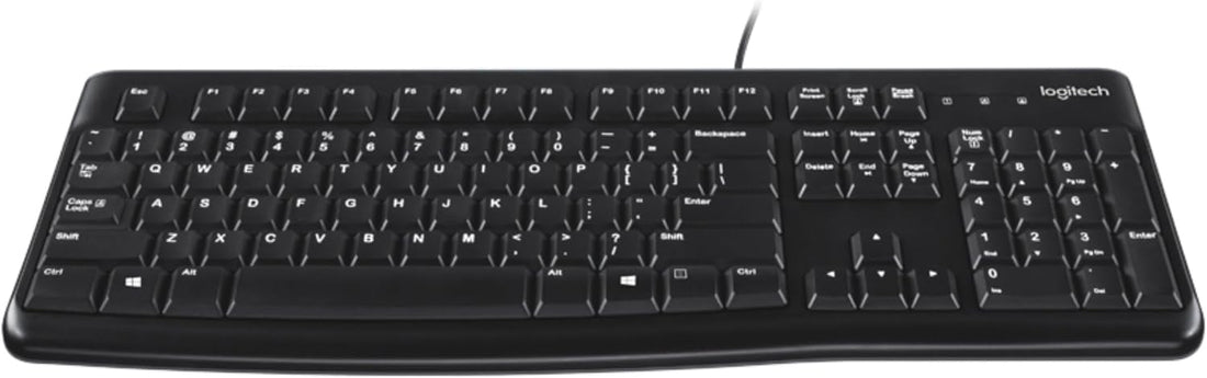 Logitech K120 Wired Keyboard for Windows, USB Plug-and-Play, Full-Size, Spill-Resistant, Curved Space Bar, Compatible with PC, Laptop, QWERTY UK English Layout - Black