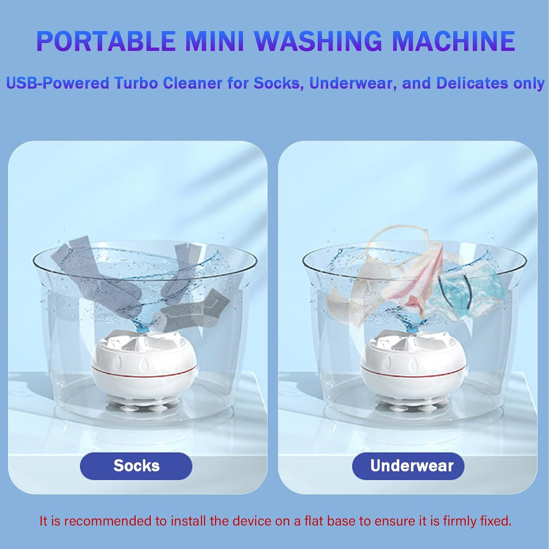 Mini portable USB Washing Machine | Sink Washing Machine Ultrasonic Turbo Washer for Clothes and Dishes. Perfect for Travel, Business, Camping, Home, College, RV, and Apartments