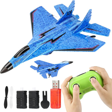 rc plane Wireless Airplane Toy - 2CH 2.4Ghz Remote Control with Lights, Foam Fighter Jet for Adults and Kids