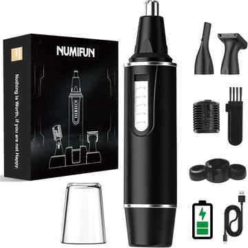 Nose Hair Trimmer for Men Painless Noses Trimmer Rechargeable Nasal Hair Trimmers for Ear and Eyebrow Facial,Nose Hair Trimmer with IPX7 Waterproof,Dual Edge Blades for Easy Cleansing,Black