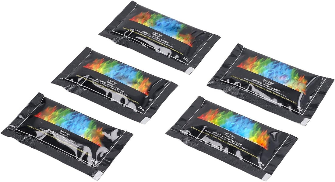 Cosmic Fire Color Packets, Flame Color Changer Long Lasting Pulsating Magic Colored Campfires Bonfire Pit 30g 5PCS