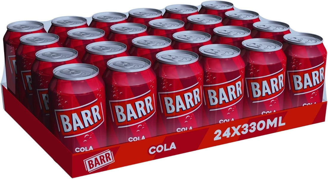 BARR 24 Pack Classic Cola Fizzy Drink, Cola Flavoured Sparkling Fizzy Pop, 24 x 330ml Cans