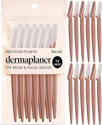 Kitsch Dermaplane Razor for Women Face – Face Razors for Women & Men, Eyebrow Trimmer & Face Shaver – Exfoliating Facial Razor & Skin Care Tool for Smoother Skin - Terracotta, 12 pcs