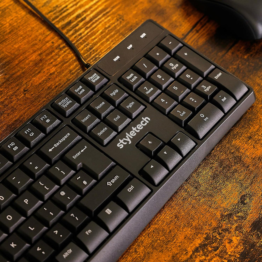 Styletech USB-Powered Wired Keyboard for Windows PC - Black